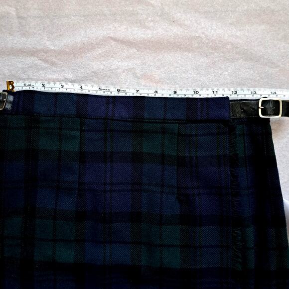Vintage Ben Nevis Women's Wool Kilt Pleated Tartan Midi Skirt Blue Green - Picture 12 of 12